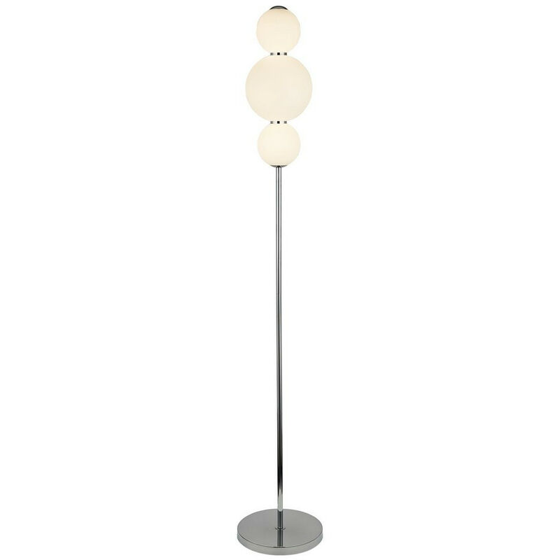 Searchlight Snowball 3 Light Floor Lamp, Chrome With Opal Glass Shade