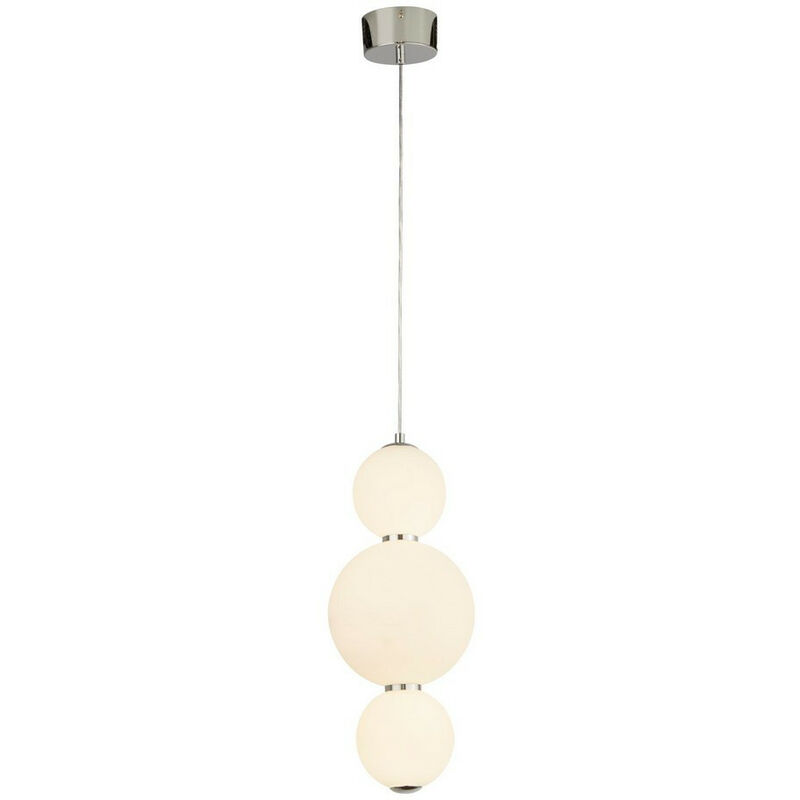 Searchlight - Snowball 3 Light Pendant, Chrome With Opal Glass Shade