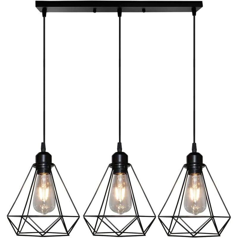 Image of 3-Lights Industrial Pendant Light Metal Cage&hellip;
