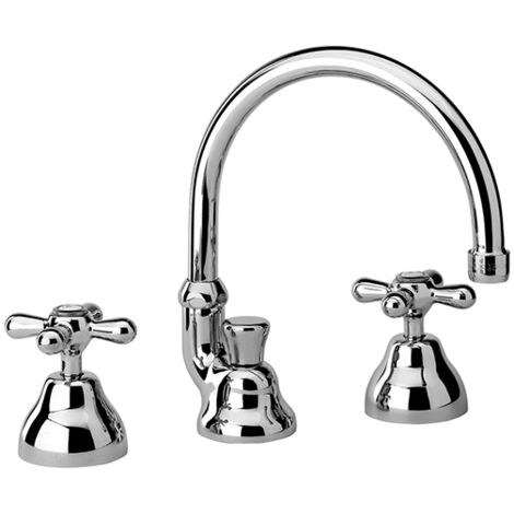 3-Loch-Waschtischmischer mit verstellbarem Auslauf Paini Liberty 17CR214  Chrom
