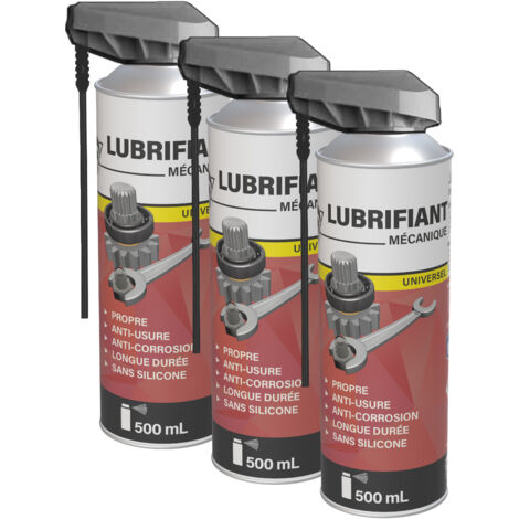 3 lubrifiants mécaniques multifonctions en aérosol 500mL - Propre - Antifriction - Professionnel