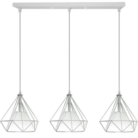 3 Luce Lampada a Sospensione Vintage Industriale Lampada da Soffitto in Metallo Gabbia Ferro E27 per Corridoio Portico Camera da Letto Caffè - Bianca