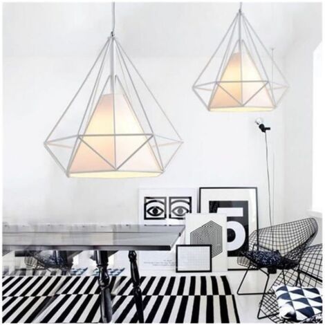 3 Luces Blanca Lámpara de Suspensión Vintage Metal Jaula E27 Altura Ajustable Lámpara Colgante para Sala de Estar Ø25cm