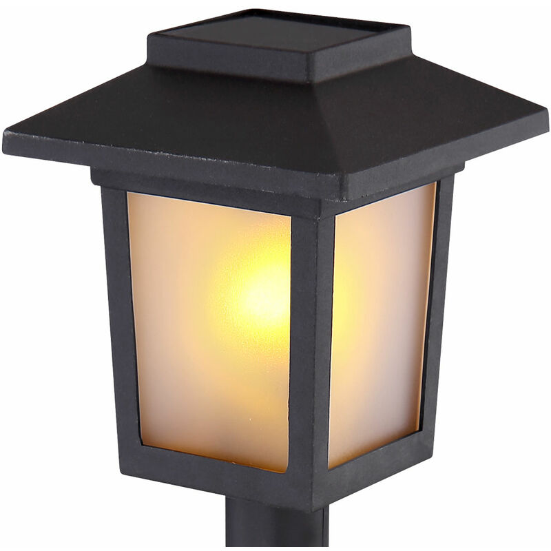 

3 luces LED solares enchufables, camino de jardín, efecto de fuego retro, linternas para exteriores, negro