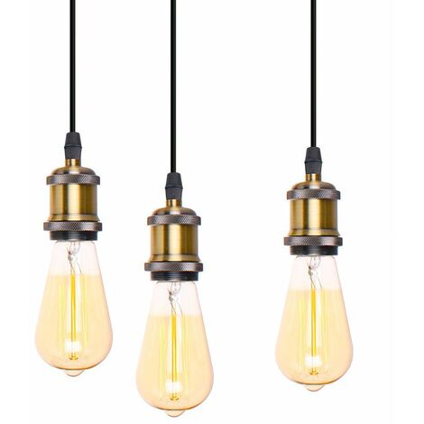 3 Lumières Lustre Suspension E27 Vintage pour Chambre Salon Bronze - Bronze