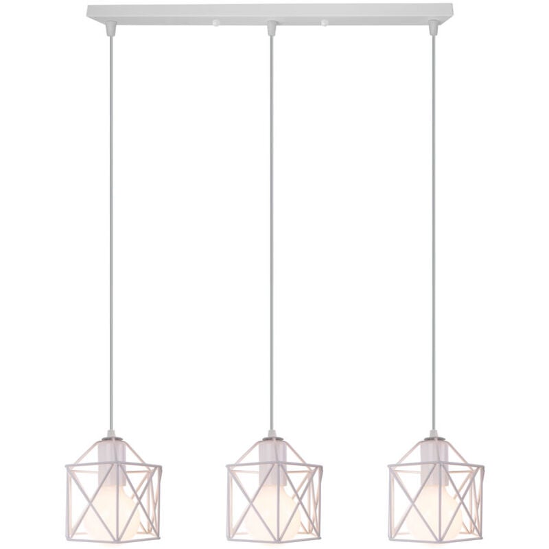 Norcks - 3 Lumières Suspension Luminaire En Métal Rétro Lampe à Suspension Moderne Blanc Plafonnier D'Intérieur Pour Chambre à Coucher, Café Et Bar