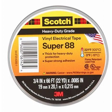 3 M DEUTSCHLAND-KABEL-TEX BANDE ISOLANTE PVC ÉLECTRIQUE 19 SCOTCHSUPER88 X 6 CM