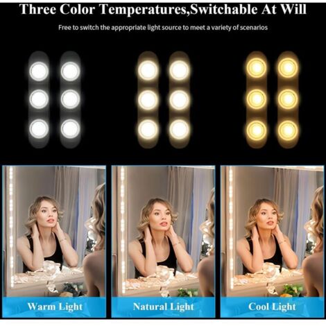 3 m Lumière Miroir Coiffeuse avec 42 LED, 3 couleurs Dimmable Lumière de Miroir, 10 Niveaux de Luminosité, Lampes de Maquillage
