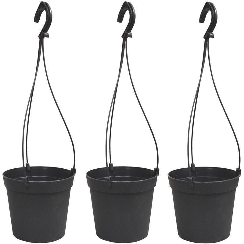 

3 Macetas cilíndricas Ø 14 cm con ganchos, de polipropileno