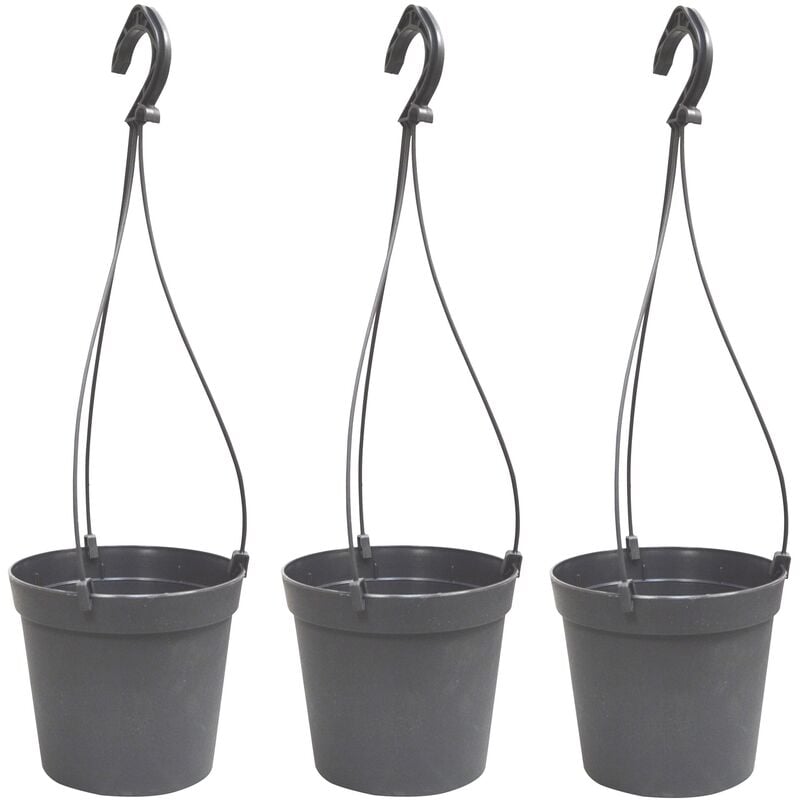 

3 Macetas cilíndricas Ø 14 cm con ganchos, de polipropileno