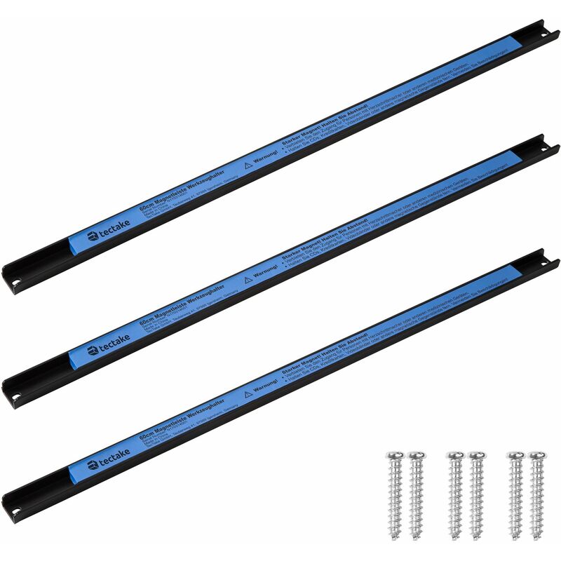 Tectake - 3 Magnetic strips - tool rack, tool holder, magnetic tool holder - black/blue