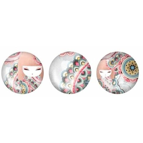 3 magnets ronds en verre assortis Kimmidoll - Rose et bleu