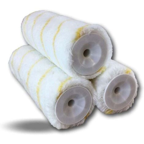 3 manchons Polyamide Anti-goutte Rayés jaune Pour montures à vis Axe diamètre 12 mm Rouleaux235 mm Sols murs plafonds façades grandes surfaces Kibros