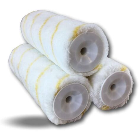 3 manchons Polyamide Anti-goutte Rayés jaune Pour montures à vis Axe diamètre 12 mm Rouleaux235 mm Sols murs plafonds façades grandes surfaces Kibros