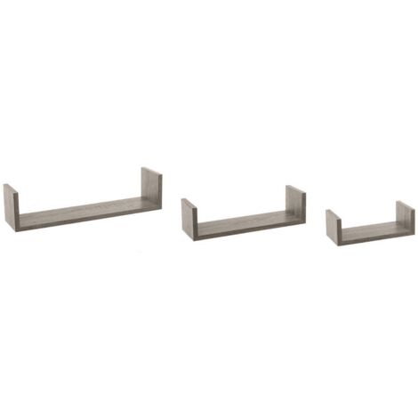 3 mensole a parete fixy effetto rovere grigio - 5five