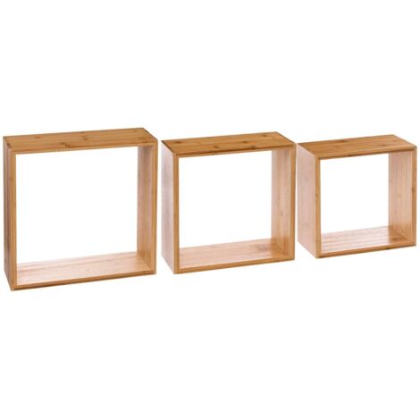 3 mensole da parete fixy in bambù a forma di cubo - 5five