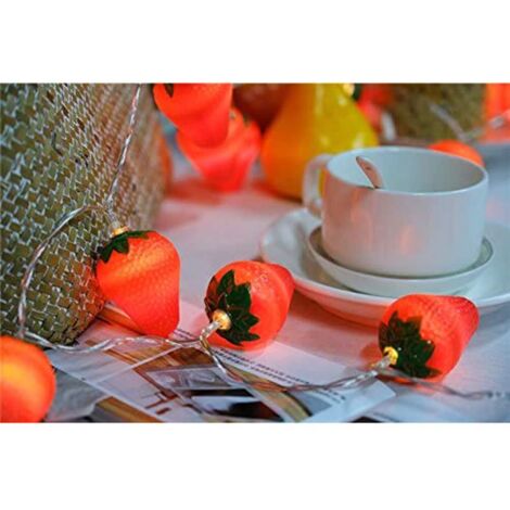 3 Mètres 20 LED Guirlandes Lumineuses à la Fraise, Lampe D'éclairage de Fruits D'intérieur et D'extérieur Alimentée par Batterie pour Mariage, Maison, Jardin, Patio, Décorations