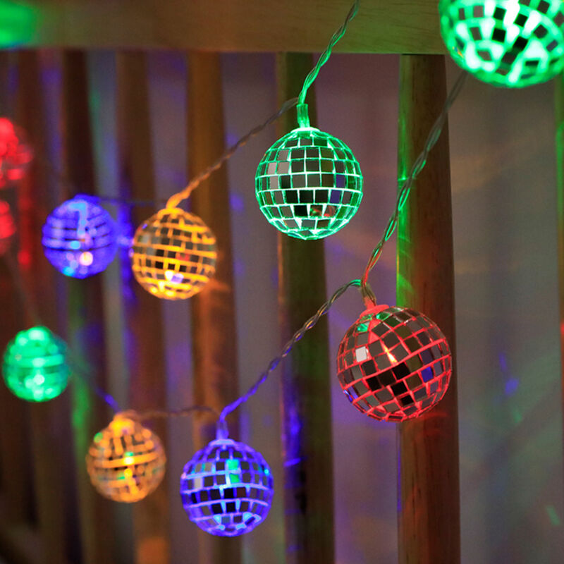 3 mètres 20 lumières toujours allumées + guirlande lumineuse boule à facettes led clignotante, Multicolore, 300cm