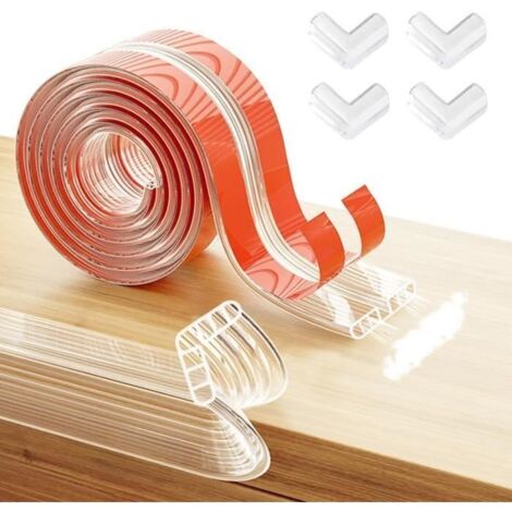 3 Mètres Coin de Table Protection Bebe avec 4 Protege Coin, Protege Angle de Table avec Une Super Colle Améliorée, pour Securite