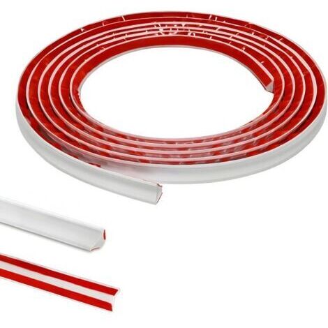 3 Mètres PVC Joint d'Étanchéité Autocollant Bordure de Finition Plan de Travail Cuisine Angle Mur, Joint Mur Intérieur Profil Finition Bande Finition Calfeutrage Moulure Plinthe,12mmx6mm Blanc