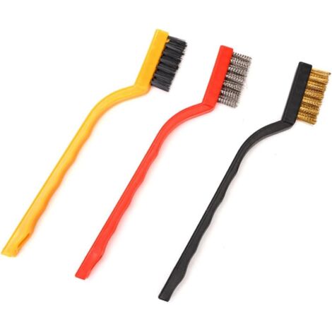 3 mini cepillos de alambre, cepillos de limpieza de alambre de acero inoxidable para fregaderos, soldadura, limpieza de hornos, óxido.
