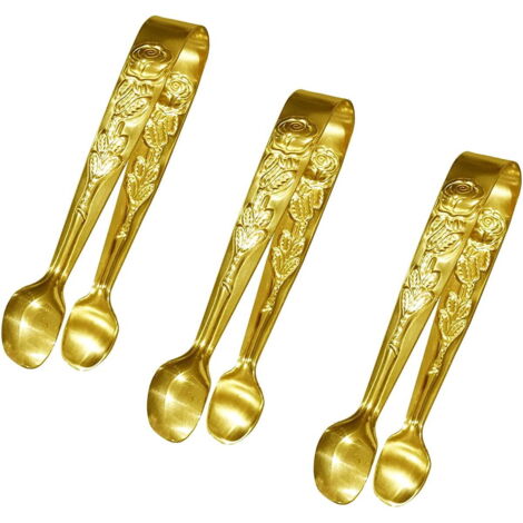3 Mini-Servierzange, Mini-Zuckerzange, Gold