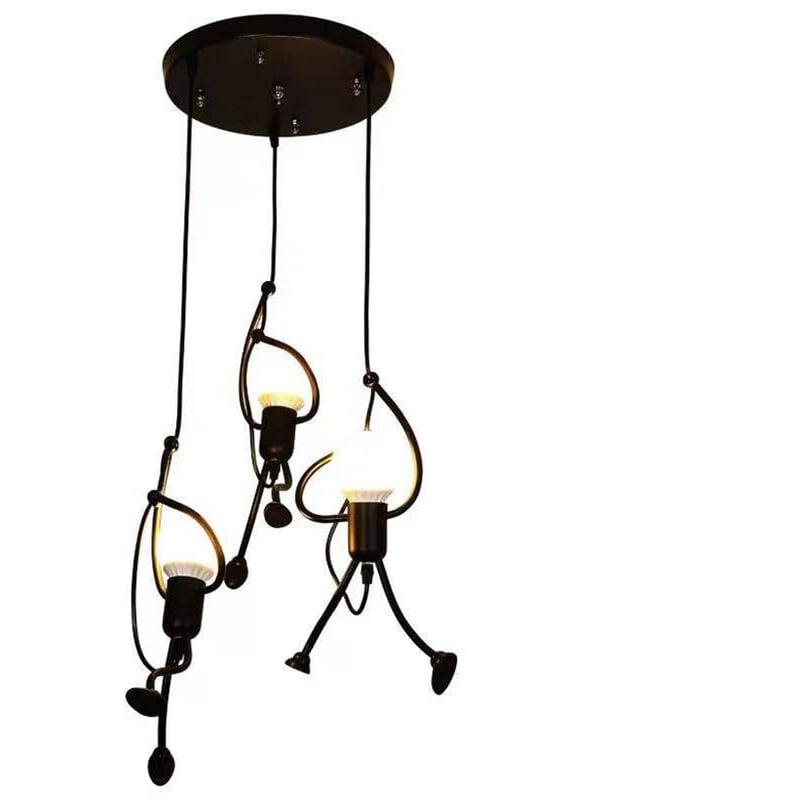 3 modern personality wrought iron chandeliers, creative cartoon retro chandeliers (without bulbs)