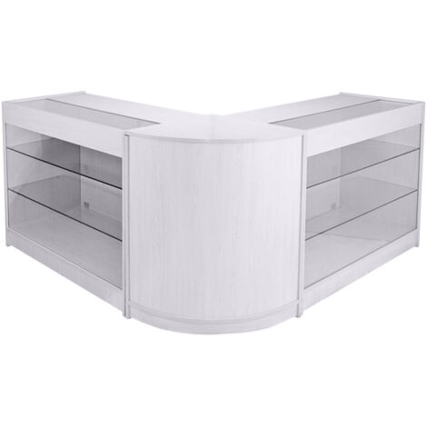 3 Mostradores Recepcion Blanco Curvo Mesas Recepción Esquina Rinconera Mostrador Esquinero Tienda Peluquería Oficina Peluqueria Barberia Barbero Profesional Comercial Counter for Shop Set Capricorn