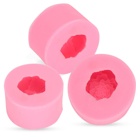 3 Moules en Silicone pour Bougies Savon en Forme de Fleurs Ronde - Accessoire DIY Créatif