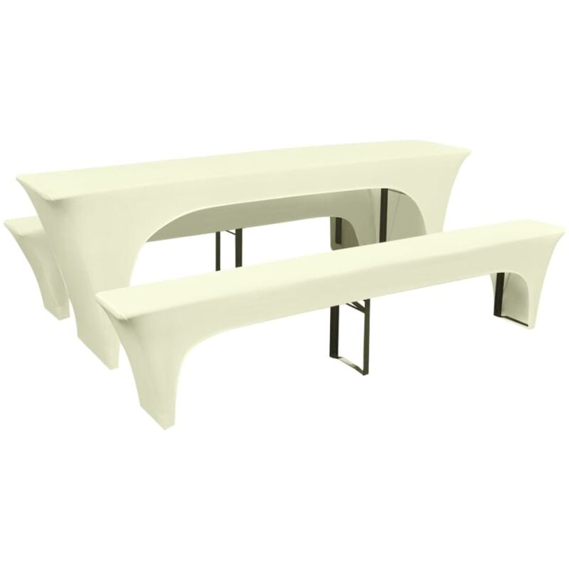 Housse pour table de pique-nique/bancs 3 pièces Crème Vidaxl