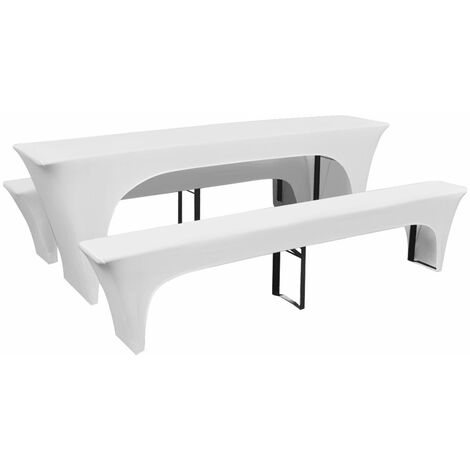 3 Nappe pour table de brasserie et bancs extensible blanc 70 cm DEC022296