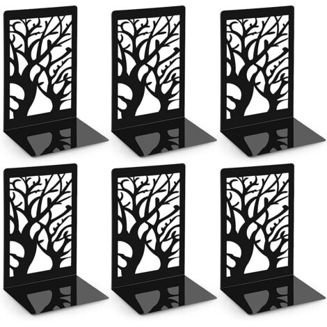 3 Paar Buchstützen, Metall-Schwarz Buchhalter Regal, Bookend Holder mit rutschfeste Bücherstopper für Schule Zuhause Büro