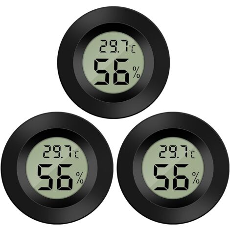 3-Pack Digital LCD Hygrometer Thermometer Monitor Humidity Meter Gauge for Humidifiers Dehumidifiers Greenhouse Basement Babyroom