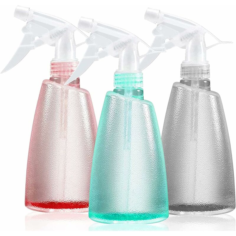 Pack Empty Plastic Spray Bottles, 500ml Adjustable Nozzle Spray Bottles for Garden Cleaning Solutions, Pink+Green+Grey