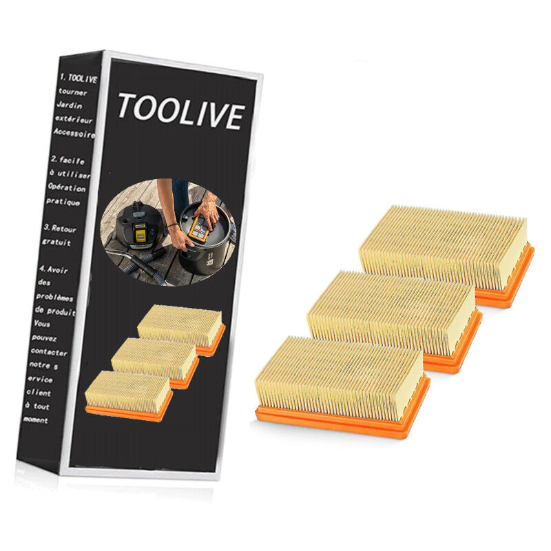 Dontodent - 3 Pack Filter Replacement Parts for Karcher WD4 WD5 WD6 MV4 MV5 MV6 Wet & Dry Vacuum Cleaner Accessories