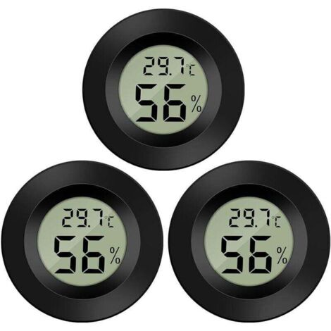 3-Pack Hygromètre Thermomètre Numérique LCD Moniteur Humidimètre Jauge pour Humidificateurs Déshumidificateurs Serre Sous-Sol Babyroom