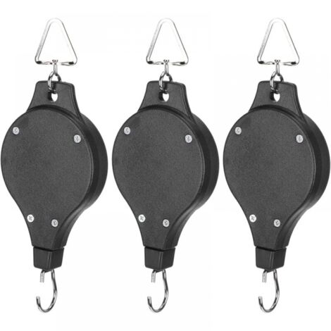 3 Pack Plant Hangers - Retractable Heavy Duty Easy Reach Plant Hanger Hook with Auto Lock Mechanism for Garden Pots and Bird Feeder