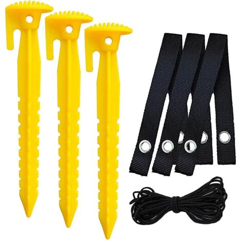 3 Pack Plastic Garden Netting Ground Stakes Support Tree Grip Anchors,Garden Tree Staking Kit Landscape Anchor Stakes,Suitable for Securing Young Trees-Yellow