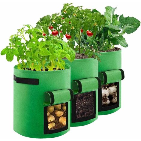 iGarden Grow Bags Tall, 10 Gallon Grow Pots 6 Pack with Handles