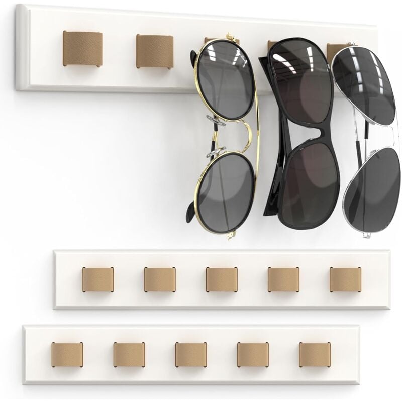 Houhence - Lot de 3 Organisateur de lunettes de soleil mural, support en bois pour lunettes Support de lunettes de soleil, porte-lunettes pour