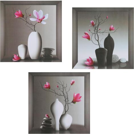3 Pack Wall Stickers, 3D Wall Stickers Living Room Potted Plant Bonsai, 3D Self-Adhesive Wall Stickers, For Smooth Wall Surface In Living Room, Bedroom, Kitchen, Etc.