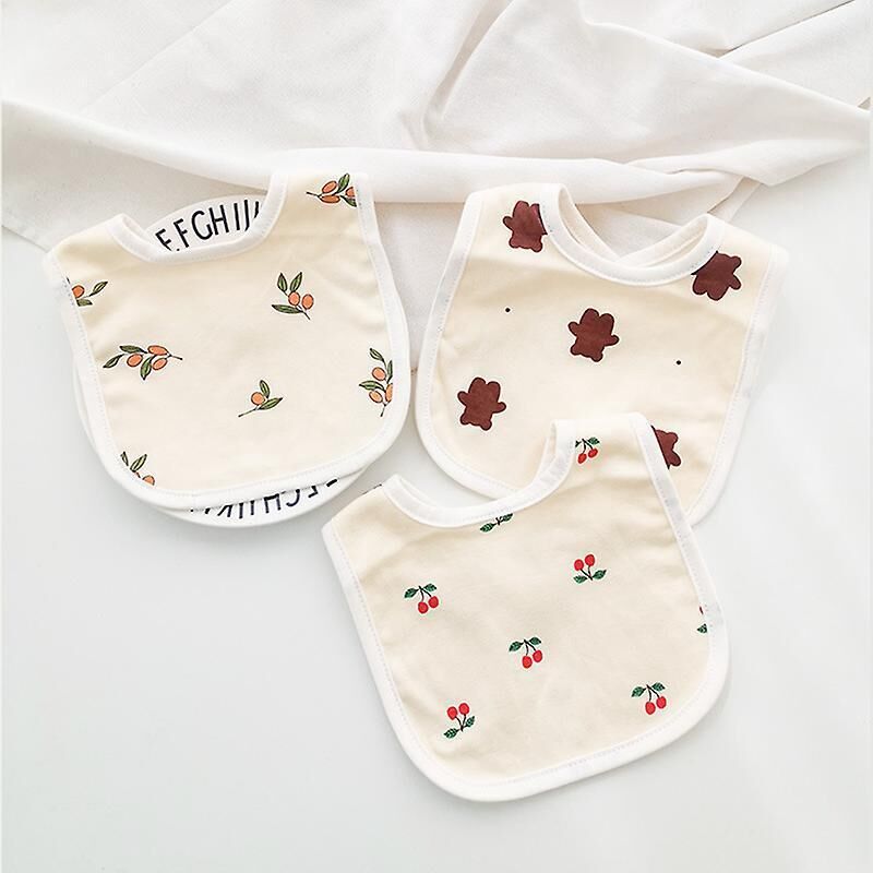 3-Pack Waterproof Cotton Bibs for Girls and Boys with Snaps