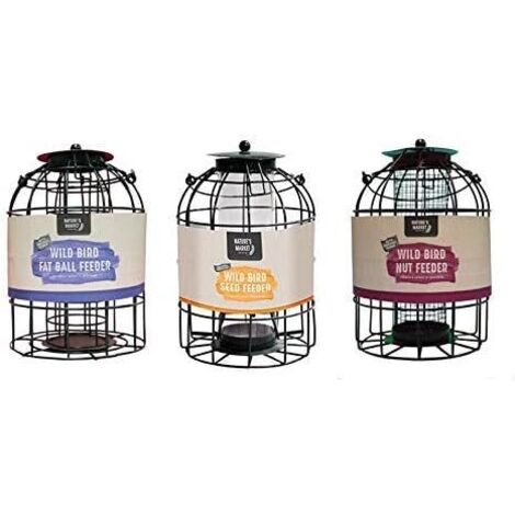 3 pack Wild Bird Feeders for Seeds, Peanut, fat ball feeder - Squirrel resistant Hanging Feeder for Wild Birds Food Stations in your Garden Outdoor Durable Construction Hanging Design