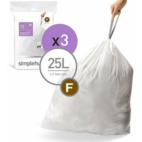 3 packs de 20 sacs poubelles de 25l - Simplehuman - cw0256