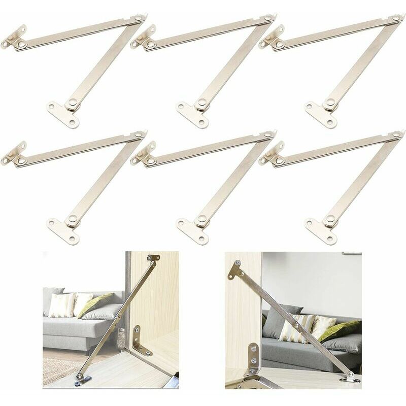 Hoopzi - 3 Pair Folding Cupboard Door Hinge, Stainless Steel Cabinet Furniture Door Support Hinge, Flap Hinges, for Cabinet Support, Kitchen