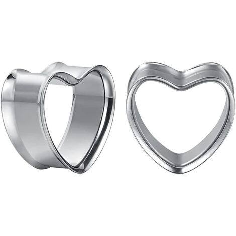 3 Paires De Bouchons D'oreille En Acier Inoxydable (couleur Acier 10 Mm), Bouchons De Conduit Auditif En Forme De Cur, Extenseurs De Civire Charnu
