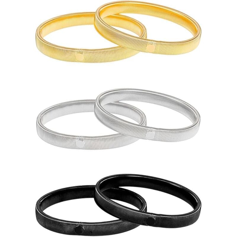 Fei Yu - 3 paires de bracelets extensibles antidérapants pour manches de chemise, argent