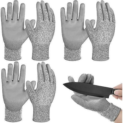 3 paires de gants anti-coupures de niveau 5, gants de sécurité pour le travail du bois, gants de protection anti-coupures pour hommes, gants de travail anti-coupures, gants de jardinage