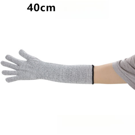 3 paires manchettes de protection bras travail sécurité anti-griffes animal protège-bras, gris, 40cm