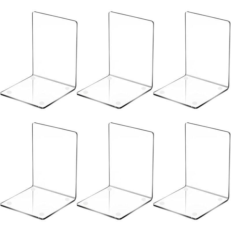 Shining House - 3 Paires Serre Livre, Acrylique Cale Livre Rangement Livre Bloc Livre pour Étagère Presse Livre avec 6 Tapis antidérapant pour la